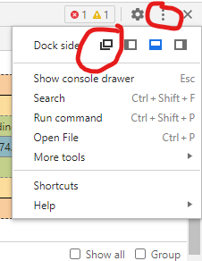 devtools setting menu
